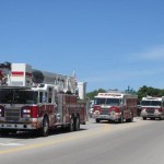 Hutchinson Fire Department trucks in a parade